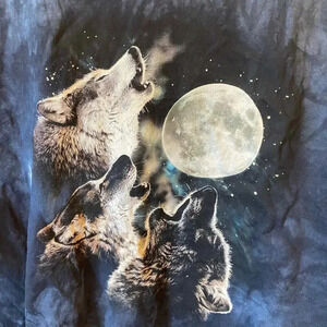 Gildan Ultra Cotton Tied Dyed Wolves Cat Print Unisex Adult Shirt Plus Size 2XL